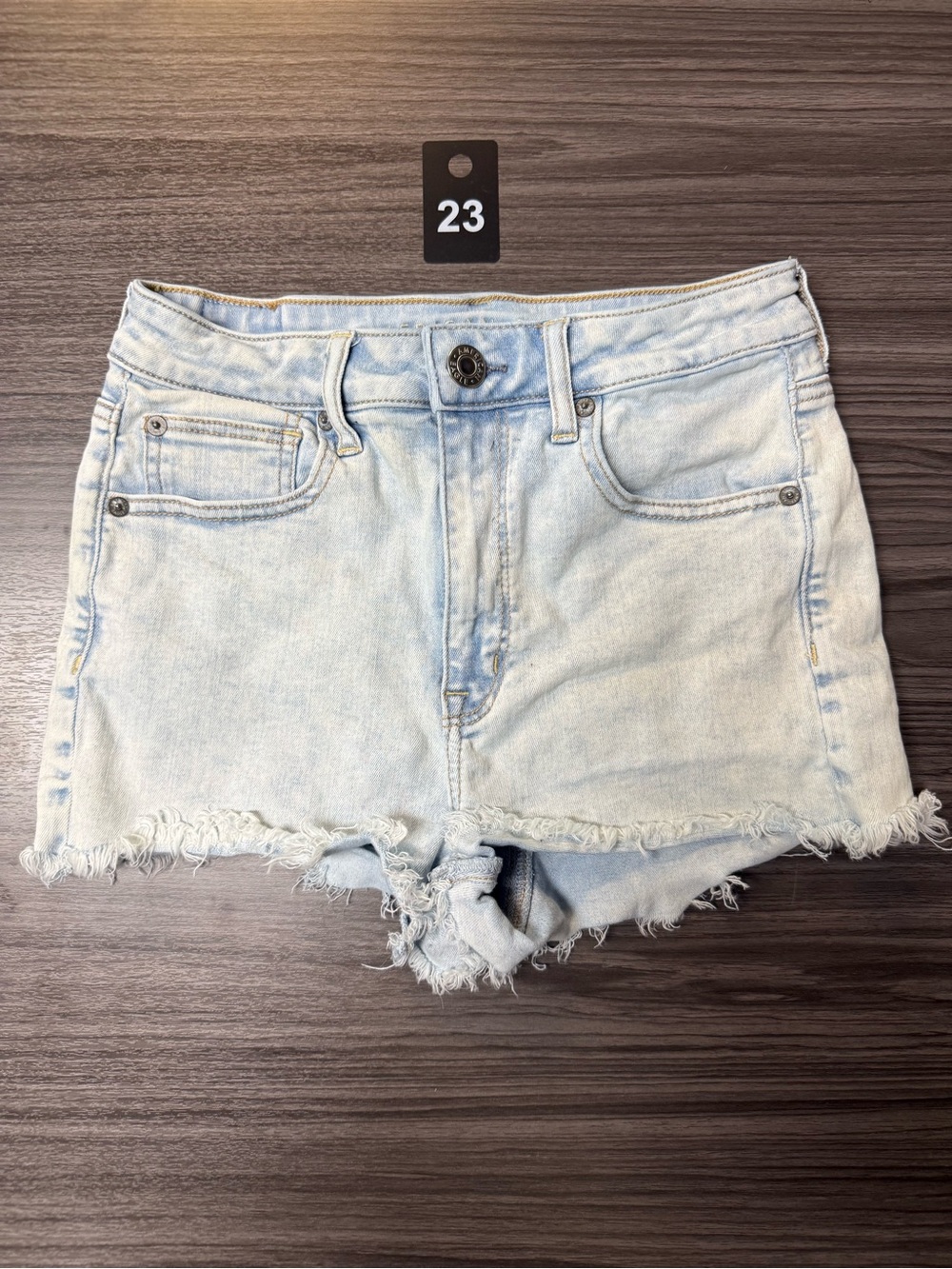 American Eagle Outfitters Light Wash Frayed Hem Jean Shorts
